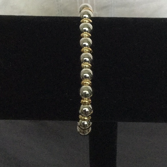 7 1/2”SterlingSilver Beads(7mm) W/24K YelowGld/925 - Picture 6 of 8